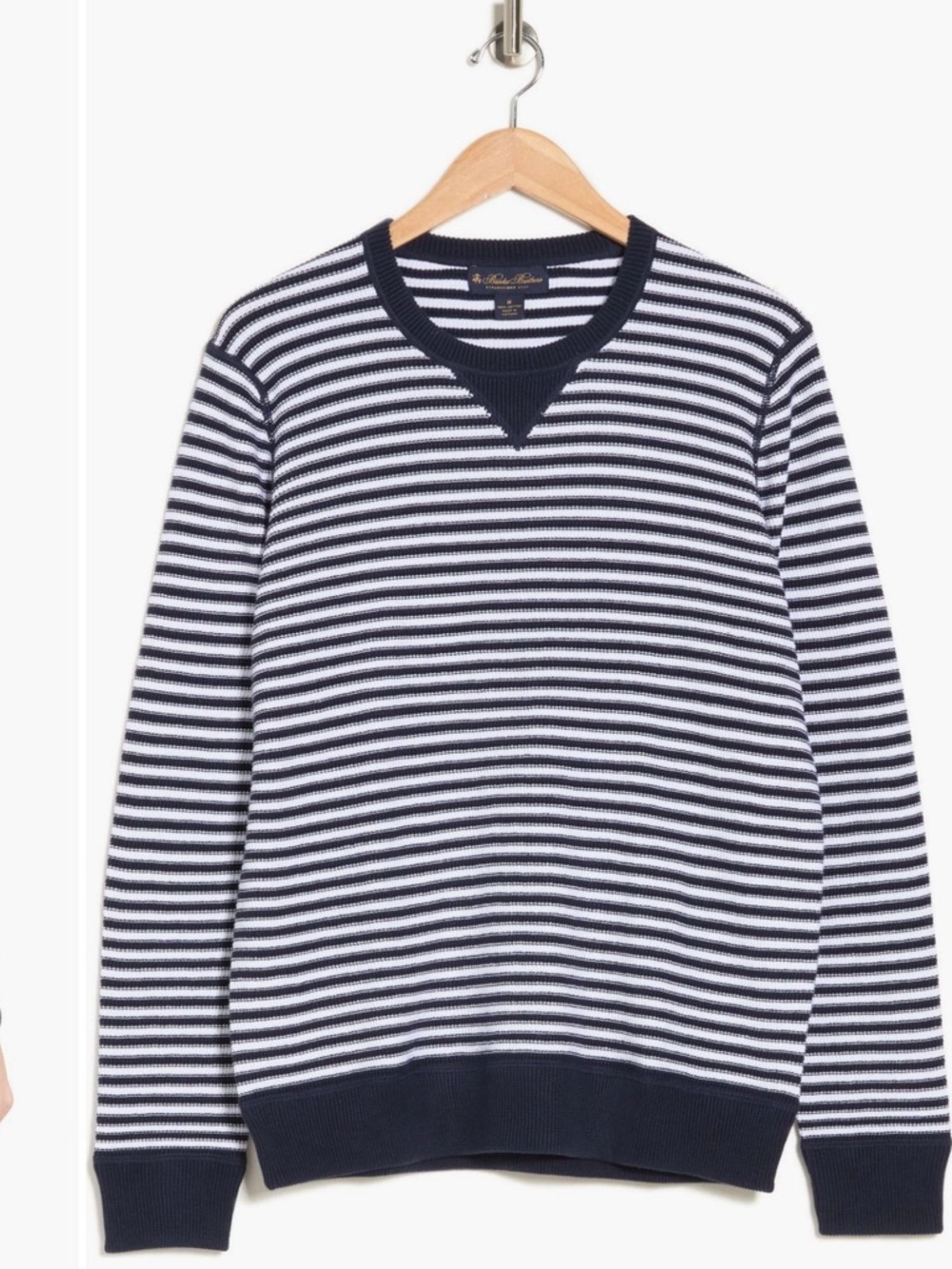Brooks Brothers Navy & White Striped Crewneck Sweater